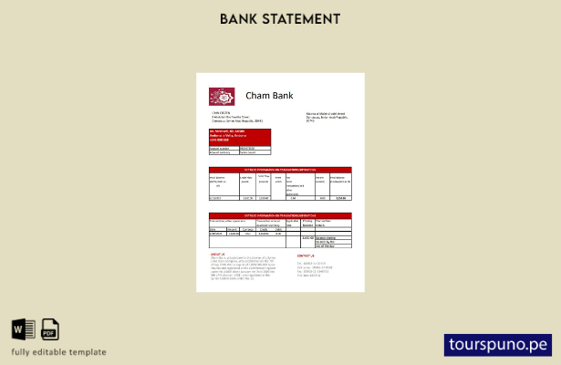 listo para imprimir plantilla de Excel de extracto bancario de Siria Cham